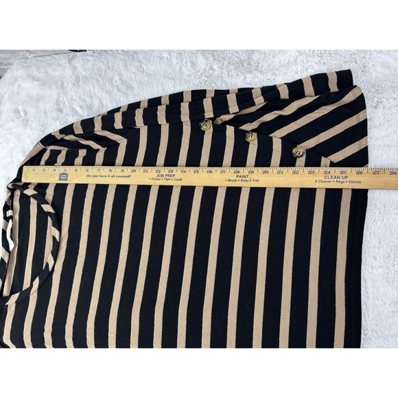 Soft Surroundings Knit Tunic Top Long Slv Black Tan Gold Metallic Thread Size 2x - Picture 10 of 12